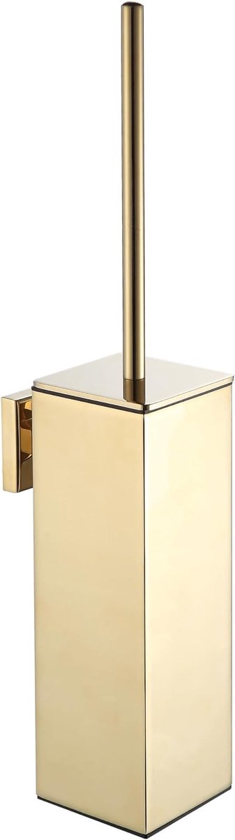 SnelShoppen - Wandtoiletborstel Goud 304 RVS Rectangular Minimalistisch Design voor Badkamer - Ruimtebesparend en Stijlvol