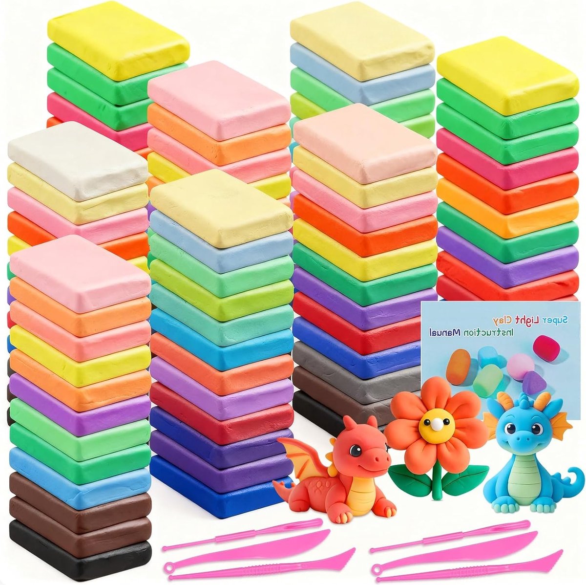Set van 96 niet-giftige plasticine potjes in 48 kleuren voor knutselprojecten en creatieve activiteiten voor jongens en meisjes vanaf 3 jaar