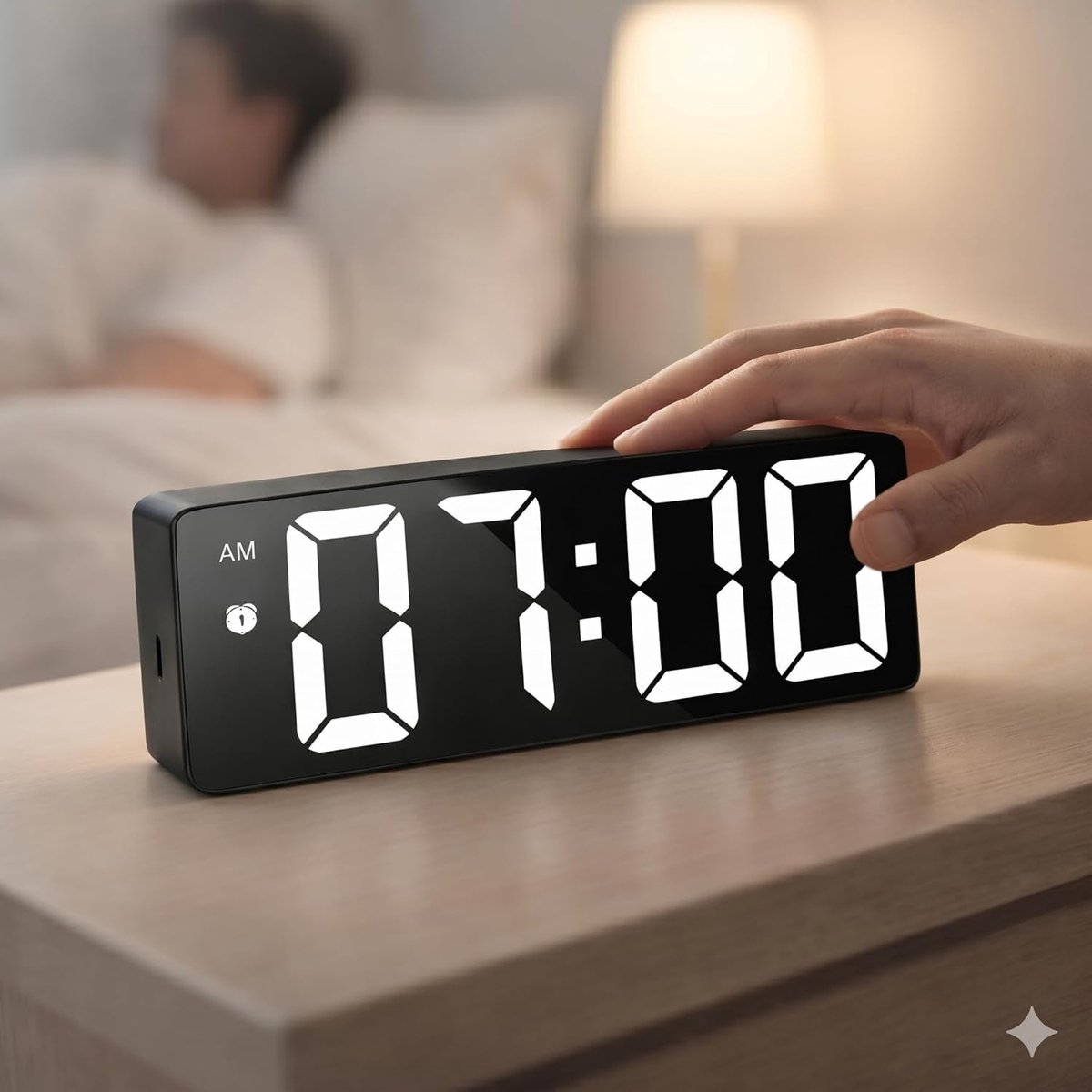 SnelShoppen - LED Digitale Alarmklok - Intelligente Tafelklok met Temperatuurweergave, 3 Helderheidsniveaus, Spraakbediening, Modern Design, Zwart/Wit