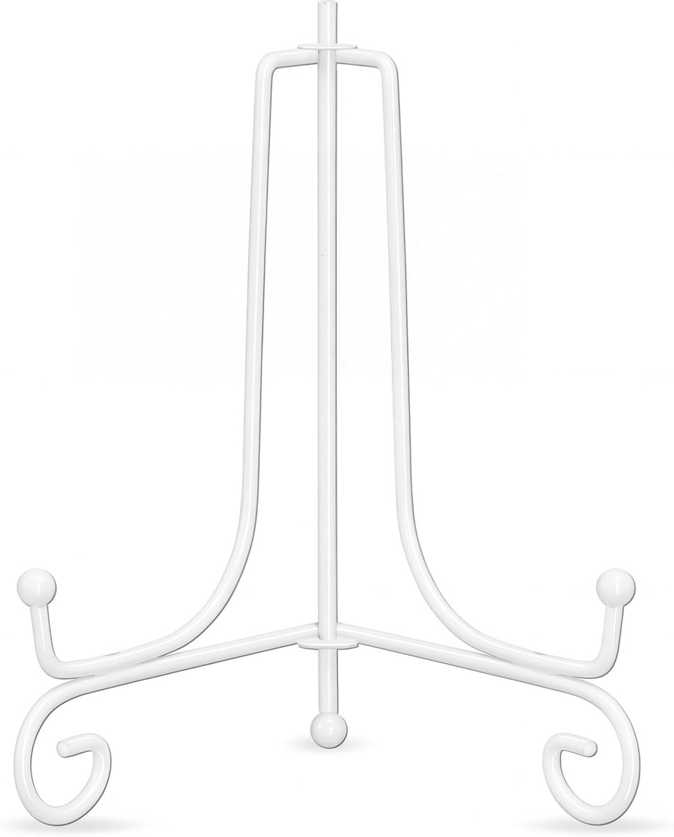 SnelShoppen - 2 Stuks Plate Stand, Metalen Signaalhouders - IJzeren Easel Stand voor Foto's, Kunst, Collectibles, Wit, Hoogte 6"