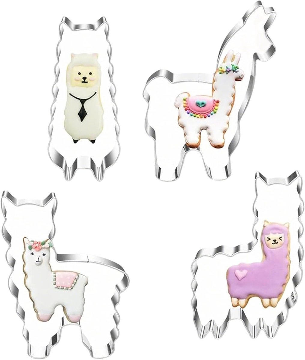 Set van 4 RVS Koekjesuitsteekvormen voor Dieren, Perfect voor Bakken en Decoreren van Koekjes