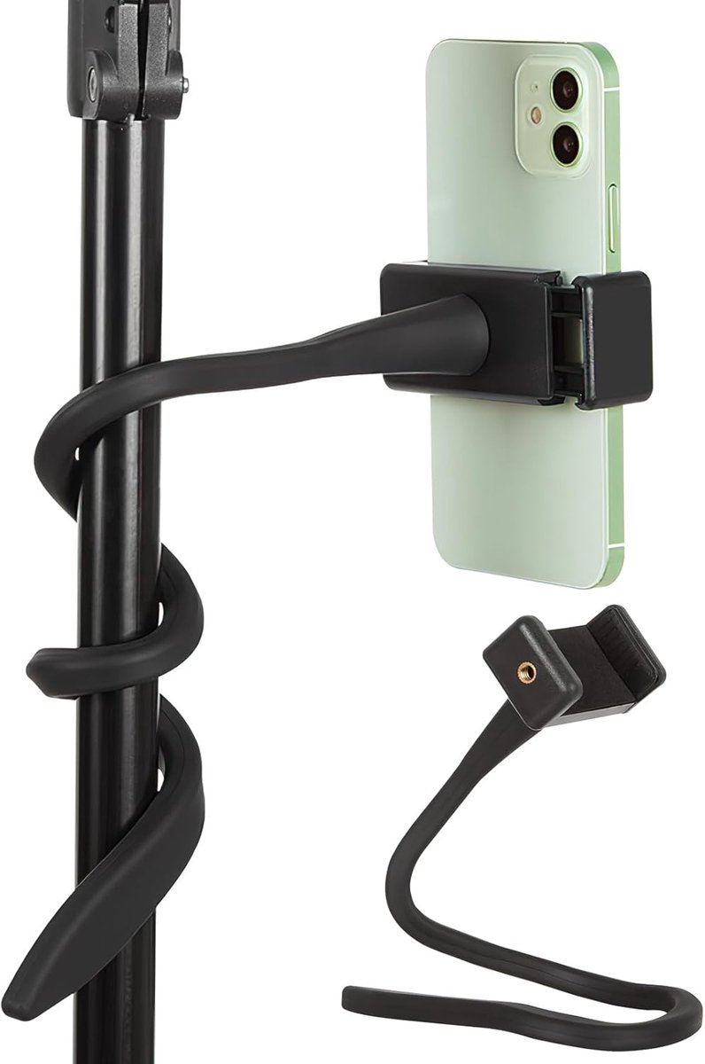 SnelShoppen - Flexibele Telefoonhouder voor Kinderwagen met Silicone Slang - Universeel voor Mobiele Telefoons - Zwart - 42 cm - Ideaal voor Ouders en