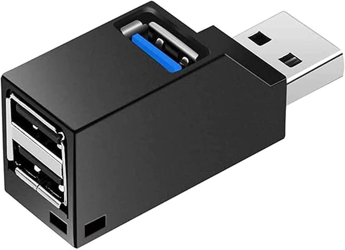 SnelShoppen - USB Dual Plug Mini USB 3.0 Hub USB Splitter 1 naar 3 Adapter voor Snelle Oplading, 2 x USB 2.0 + 1 x USB 3.0, Compatibel met Laptop, PC,