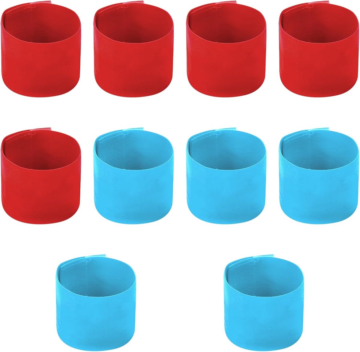 SnelShoppen - 10 Stuks Sportarmbanden, Elastische Armbanden voor Team, Rode en Blauwe Kleur, Ideaal voor Voetbal, Rugby, Basketbal en Sportevenementen