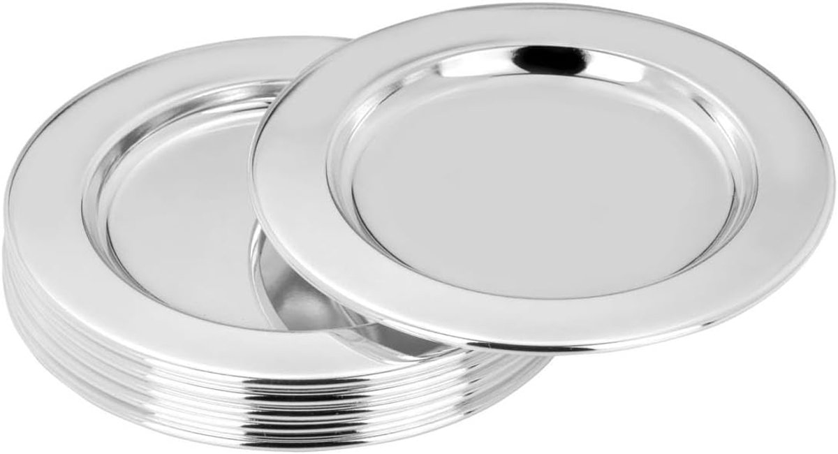 SnelShoppen - 6 Stuks Elegante Glas Coasters, Zilver Gepolijst, Diameter 10.5 cm, Stijlvolle Onderzetters voor Glazen, Tassen & Decoratie, Ideaal voor