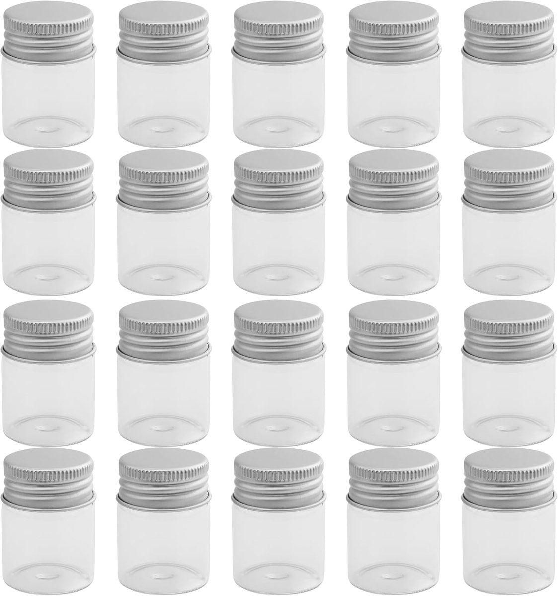 SnelShoppen - 20pcs 15ml Mini Glazen Flessen met Aluminium Schroefdop - Duidelijke Sample Flessen voor DIY, Trouwen, Decoratie, Geschenken en Handwerk