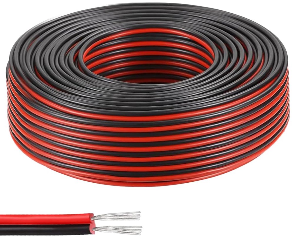 22AWG elektrische draad 30 meter - 2-aderige kabel - 2-polige siliconen kabel - dubbele strengen vertind koperdraad - flexibele pvc-kabel - voor ledstrips - elektrische verlengkabel .