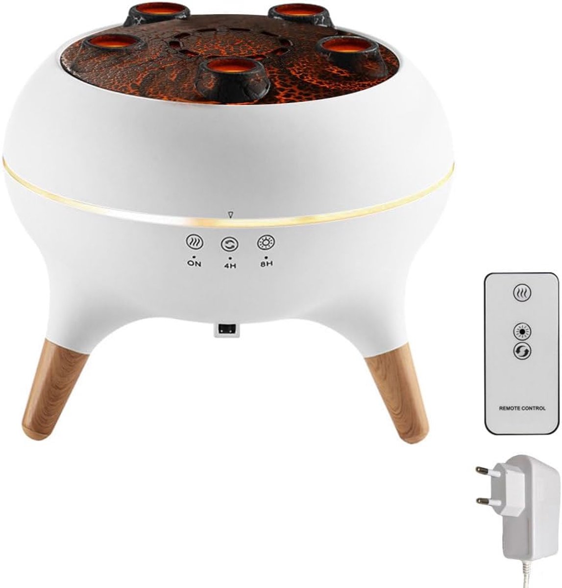 SnelShoppen - Mini Luchtbevochtiger, Vulkanische Vlam Aromatherapie Mist Diffuser met 7-Kleurige Verlichting voor Slaapkamer, Woonkamer en Kantoor - S