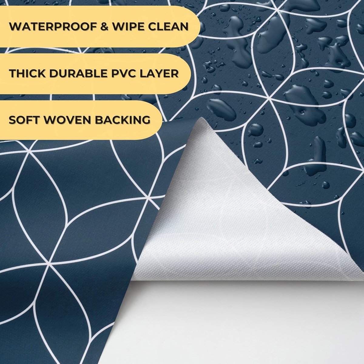 SnelShoppen - Waterdichte PVC Tafelkleed 140x140 cm - Navy Blauw - Vierkant - Wasbaar - Oliecloth - Voor Binnen en Buiten - Decoratief en Praktisch -