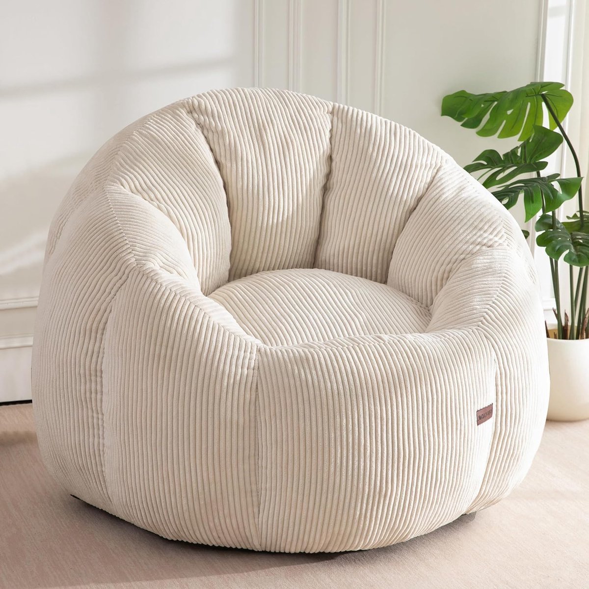 SnelShoppen - MAXYOYO Zitzak voor Volwassenen, Pompoenvorm, Ergonomische Corduroy Sofa Bed, Beanbag Stoel voor Woonkamer, Slaapkamer, Speelkamer, Desi