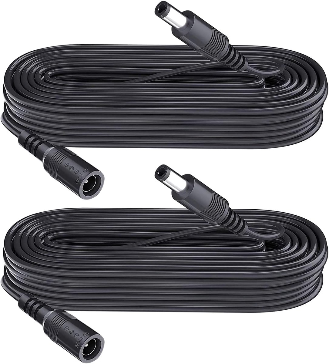 SnelShoppen - 2-Pack 3m DC Power Extension Cable 5.5mm x 2.1mm Male naar Female, Zwart voor CCTV Camera's, DVR, Router, Printer, LED Strip