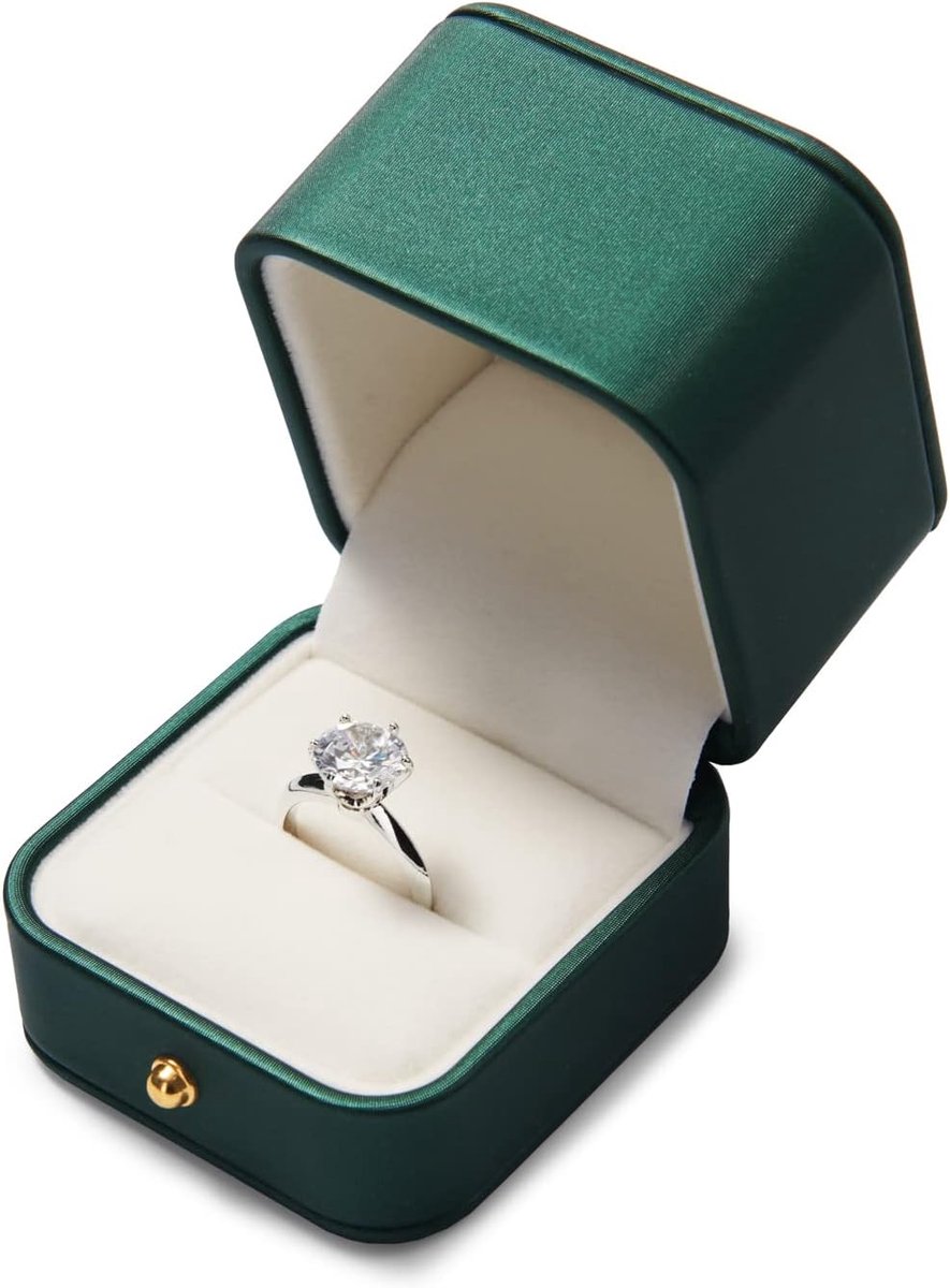 SnelShoppen - Luxe Zwarte Groene Ringen Doos - Hoge Kwaliteit Leer - Trouwringen, Verlovingsringen, Sieraden Opbergdoos - Compact & Ruimtelijk - Perfe