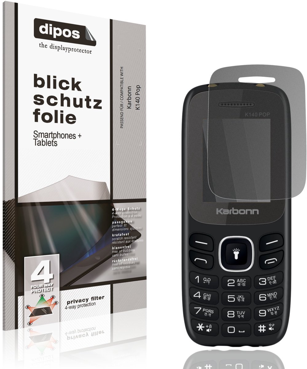 dipos – Matte Privacy Screenprotector geschikt voor Karbonn K140 Pop | Anti-Spy Beschermfolie
