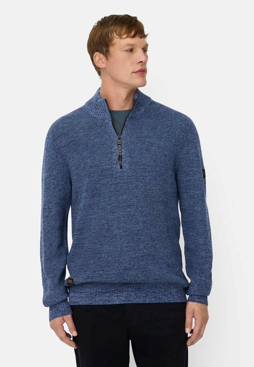 camel active Gebreide trui in gemêleerde look - Maat menswear-M - Inktblauw