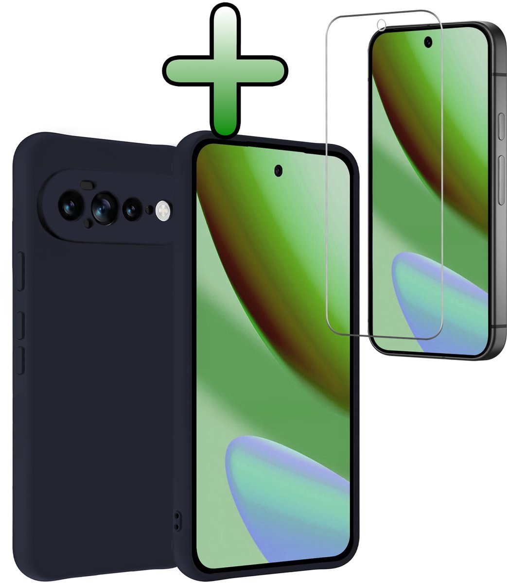 Hoesje Met Screenprotector - Geschikt voor Google Pixel 11 Pro XL - Sterk & Shockproof - Back Cover - Siliconen Case - Telefoon Hoes - Donkerblauw