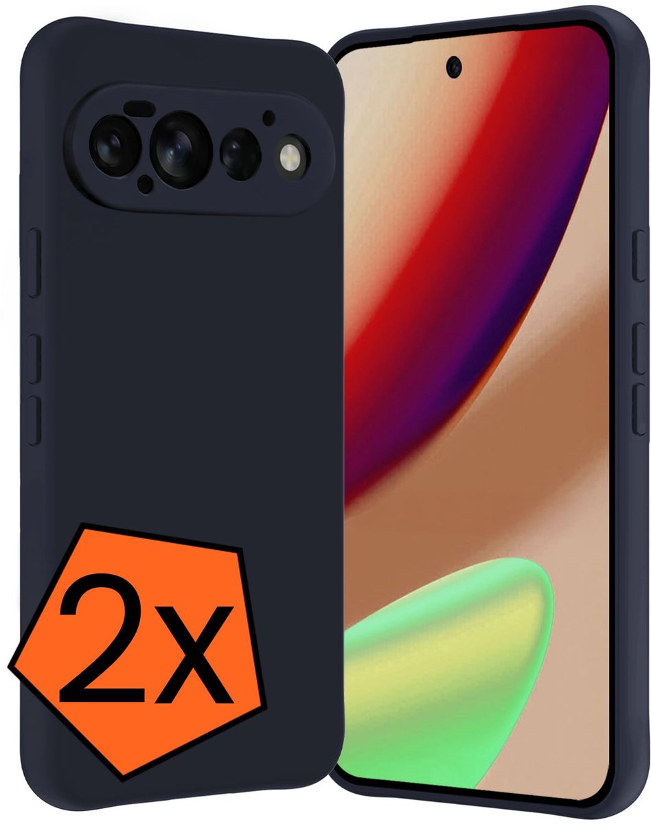 Hoes - 2 Stuks - Geschikt voor Google Pixel 11 Pro - Sterk & Shockproof - Case Siliconen - Back Cover - Telefoon Hoes - Donkerblauw