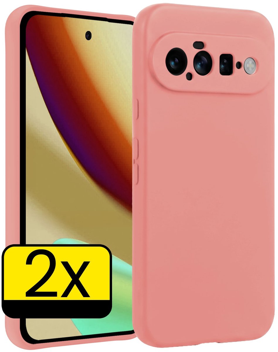 Hoesje - 2 Stuks - Geschikt voor Google Pixel 11 - Sterk & Shockproof - Case Siliconen - Back Cover - Telefoon Hoes - Telefoonhoesjes - Lichtroze
