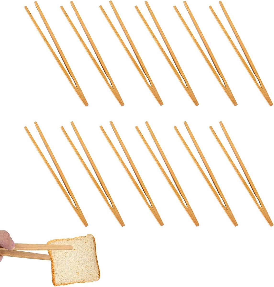12 Stuks Bamboe Keukentangen voor Koken, Toast, Salade en Barbecue - Duurzaam en Veelzijdig Keukenhulpmiddel