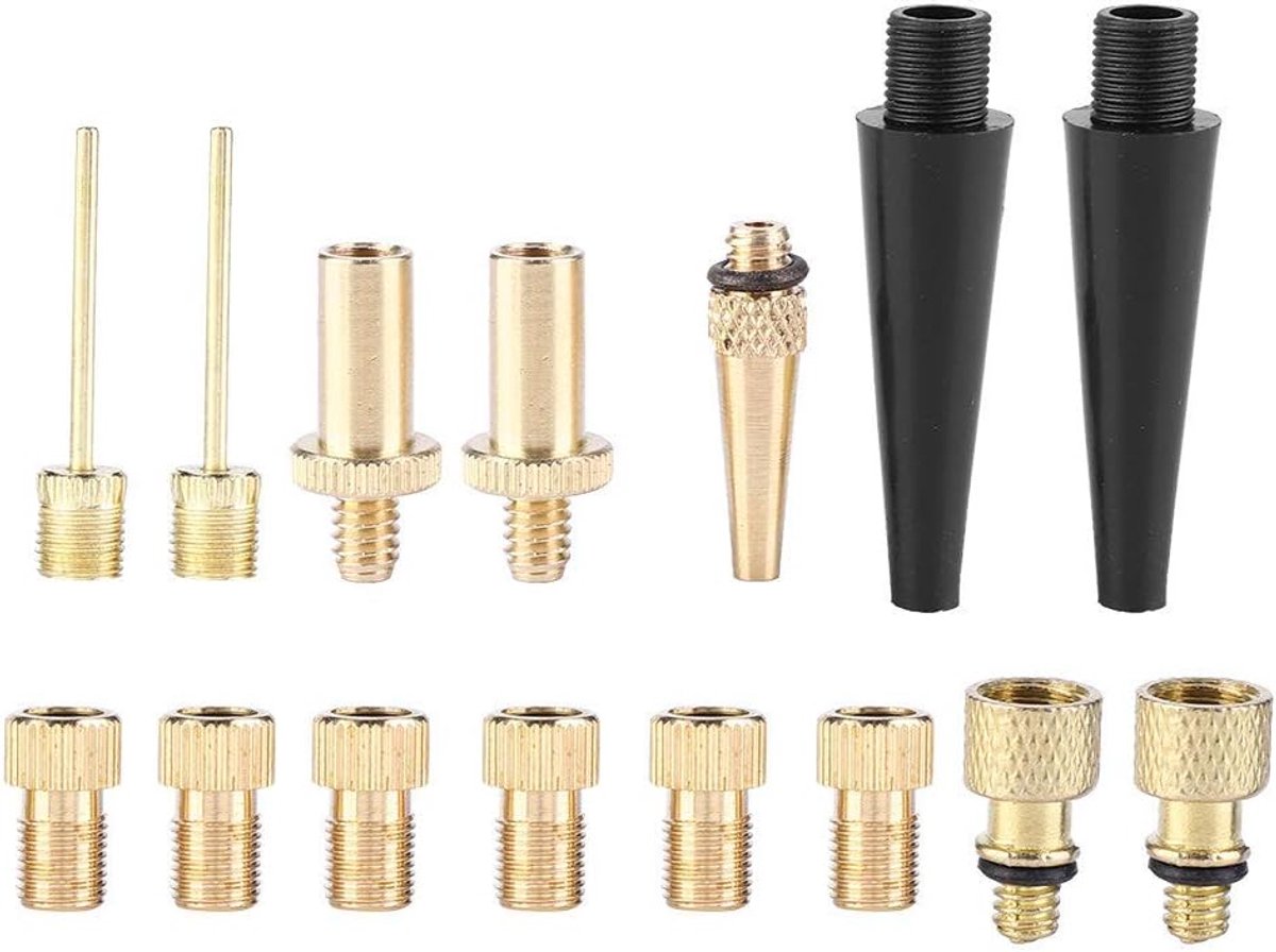 SnelShoppen - Bicycle Valve Adapter Set 15-Piece Universeel voor Banden, Ballen en Compressoren - Lichtgewicht en Compact - Ideaal voor Fietsen, Sport