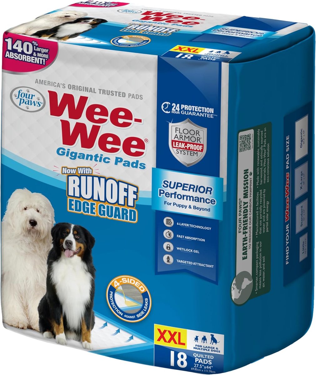 SnelShoppen - 18 x Giant 27.5 x 44 Inch Honden- en Puppy Pee Pads met 6-Lagen Lekvrij Technologie voor Thuis Training, Snelle Urine Absorptie, Aantrek