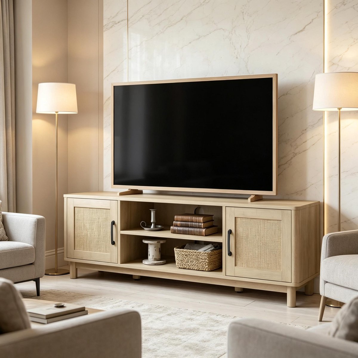 Clruro Tv-meubel - 135 × 39 × 45 cm - Spaanplaat - Eikenkleur