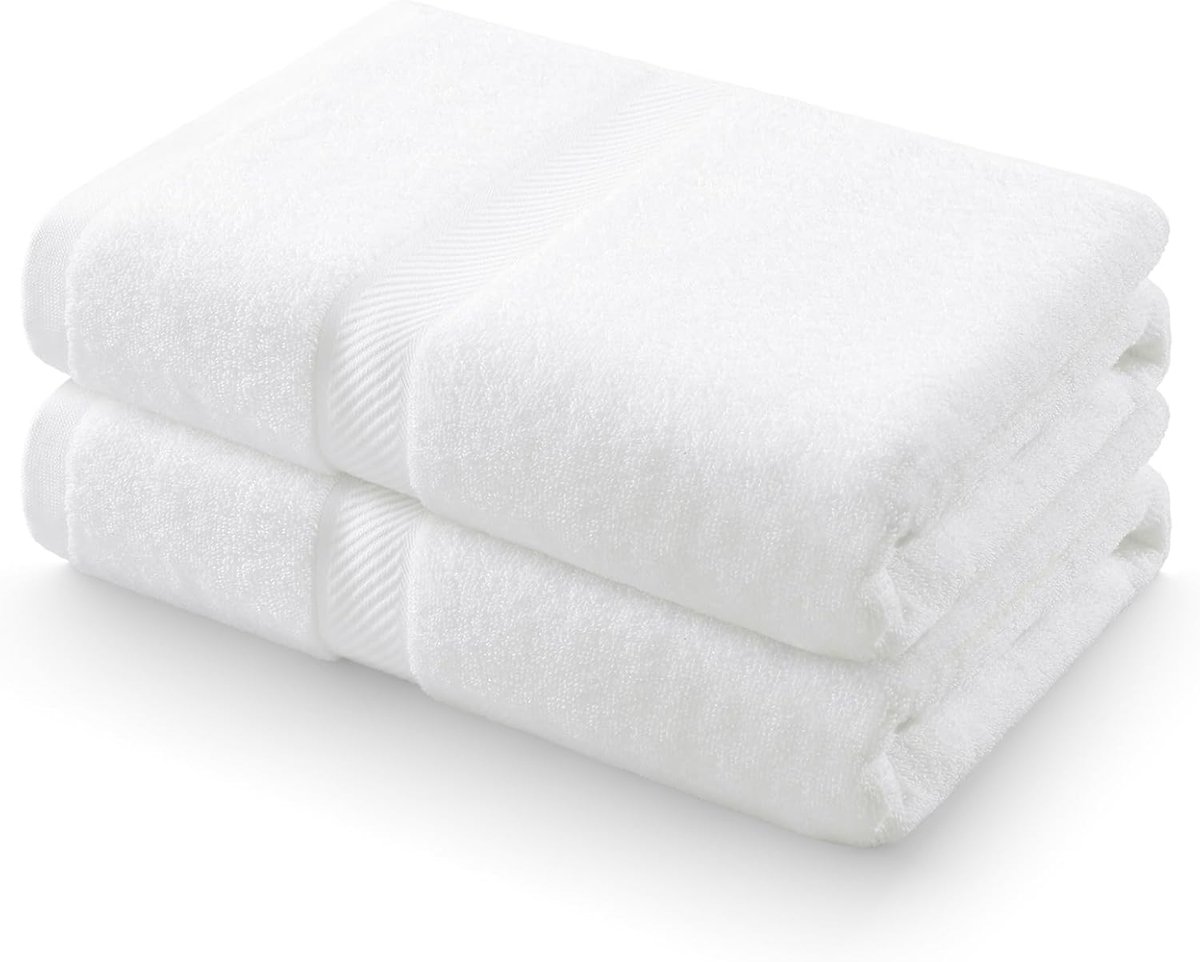 SnelShoppen - Set van 2 Badhanddoeken 70x140 cm, 100% Katoen, 500 g/m², Zacht en Absorberend, Wasbaar tot 60°C, Luxe Witte Handdoeken voor Thuis, Well