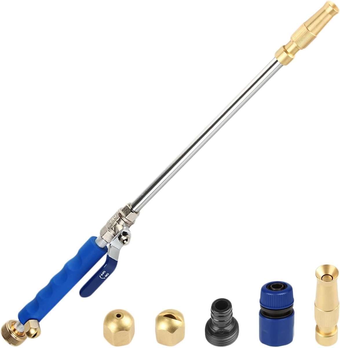 SnelShoppen - Hoge Drukspuit met Messing Slangenuiteinden, 2 Spuitmonden voor Ramen, Buiten en Auto (Verstelbaar + Type)