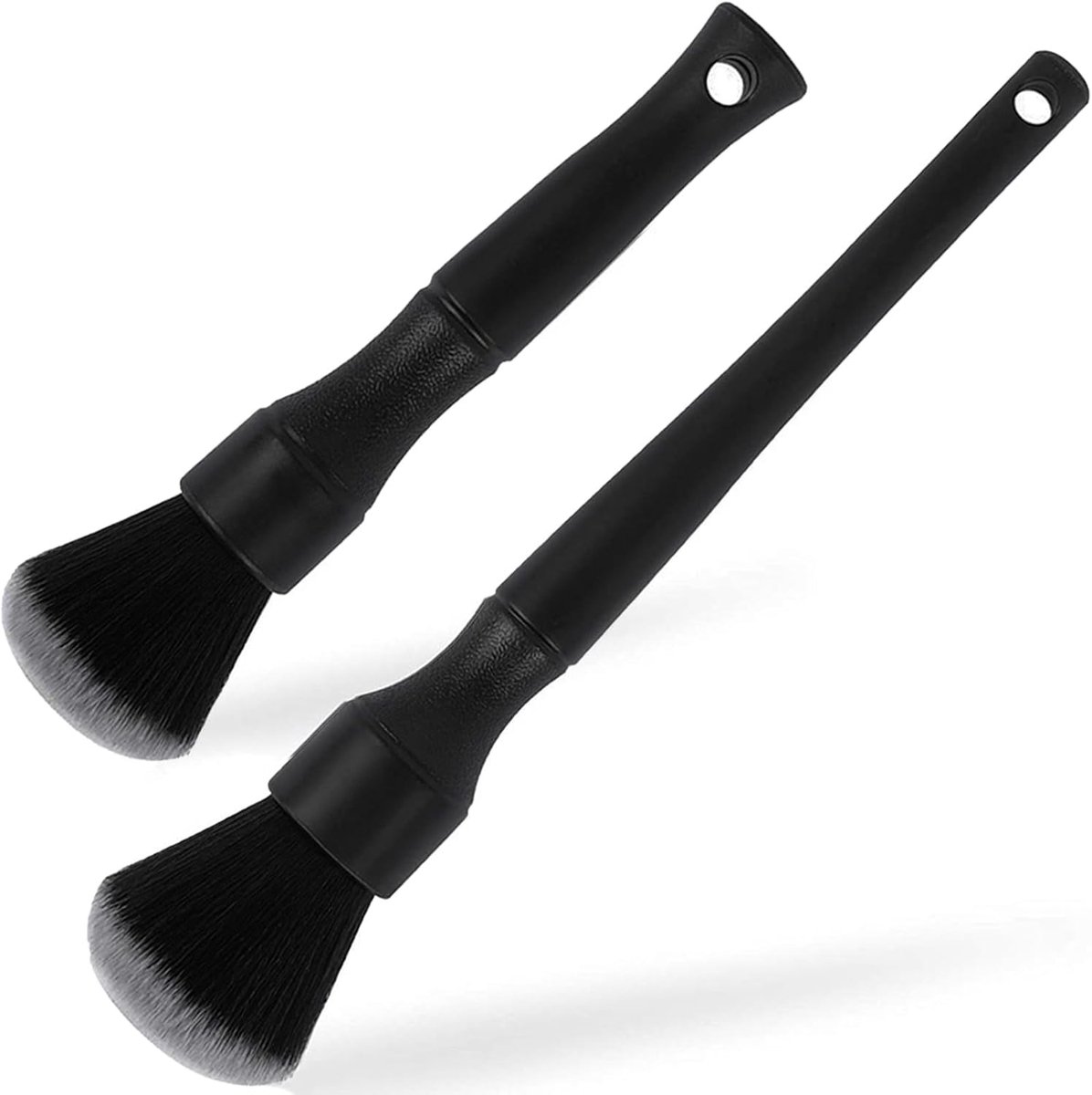 SnelShoppen - 2-Piece Auto Reinigingspenseel Set, Pinceau Voor Detailing Auto, Zwart, 24cm + 17cm, Hoogwaardige Borstels Voor Interieur & Exterieur Re
