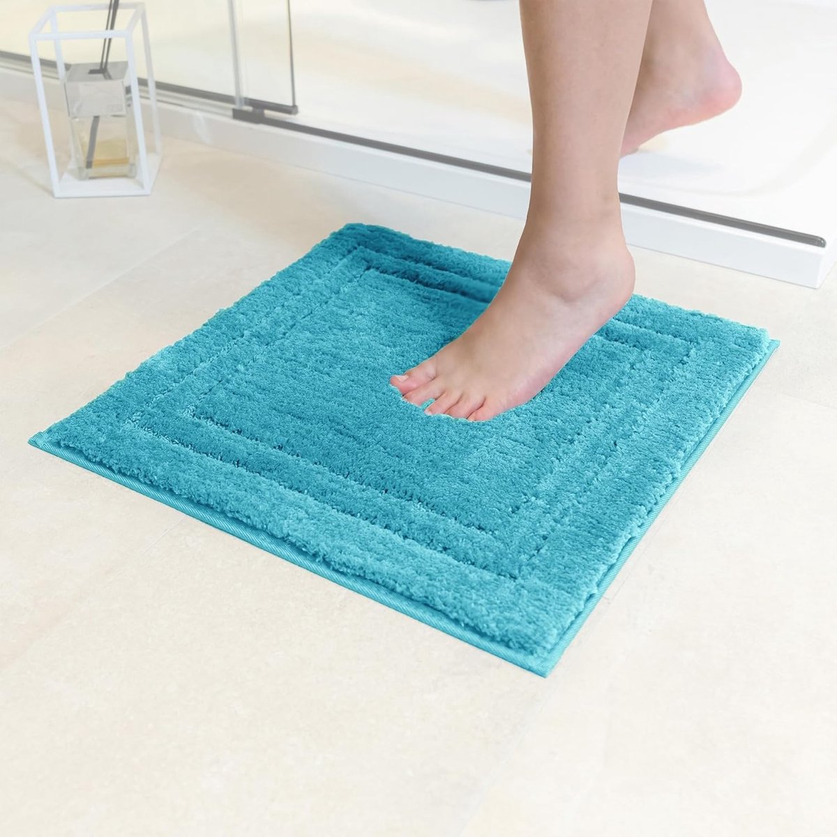 SnelShoppen - Decomira Badmat Antislip 45x45cm - Super Absorberend Microvezel - Petrol Turquoise - Geschikt voor Badkamer, Douche, WC - Machinewasbaar