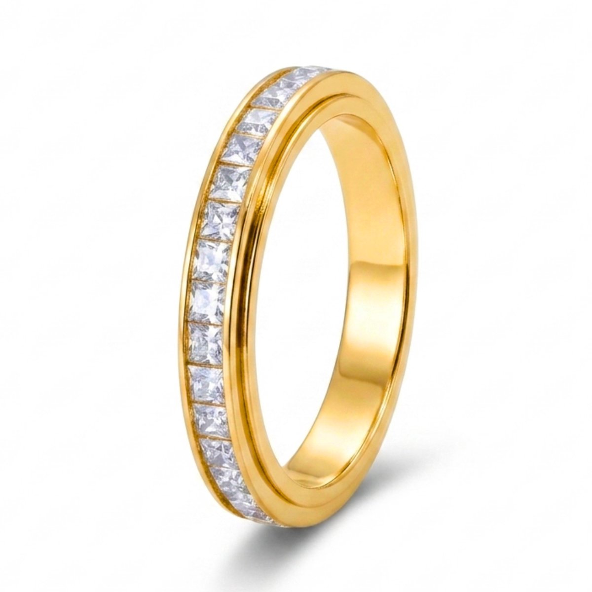 Anxiety Ring - (Spark) - Stress Ring - Fidget Ring - Anxiety Ring For Finger - Draaibare Ring Dames - Spinning Ring - Spinner Ring - Goudkleurig RVS - (21.25 mm / maat 67)