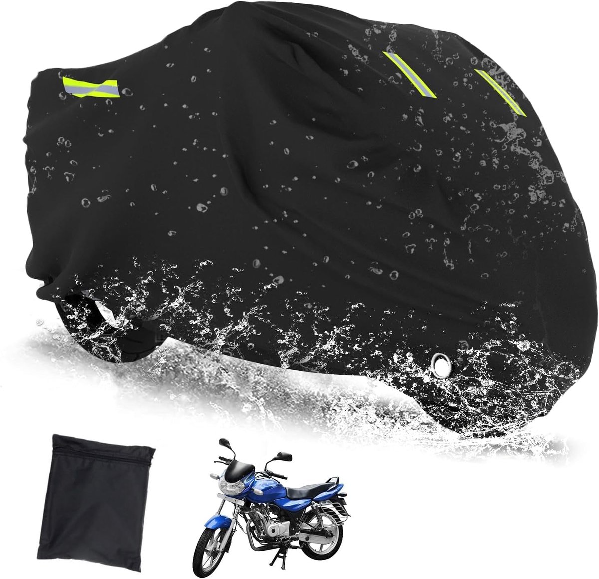 SnelShoppen - Waterdichte Motorhoes XXXL 265x105x133 cm - 210D Oxford Beschermhoes met Slotopening en Reflecterende Strips - Winddicht voor Buitengebr