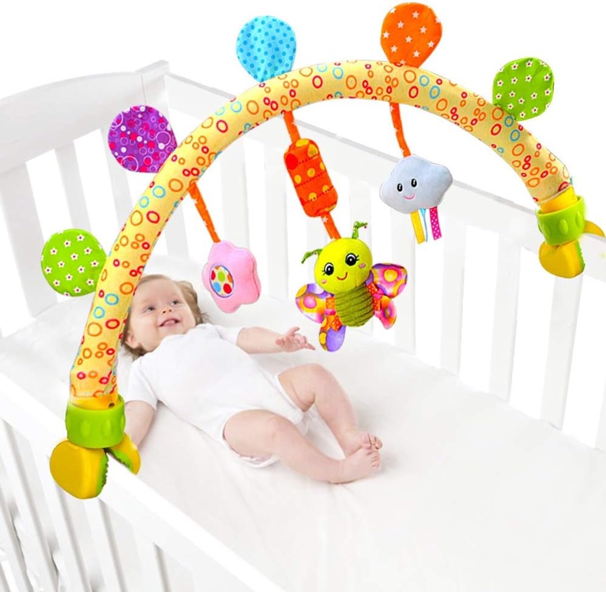 SnelShoppen - Baby Travel Bow Stroller Toys voor Baby & Peuters, Speelgoed voor Kinderwagen en Bedje, Butterfly Design, Motorische Vaardigheden Stimul