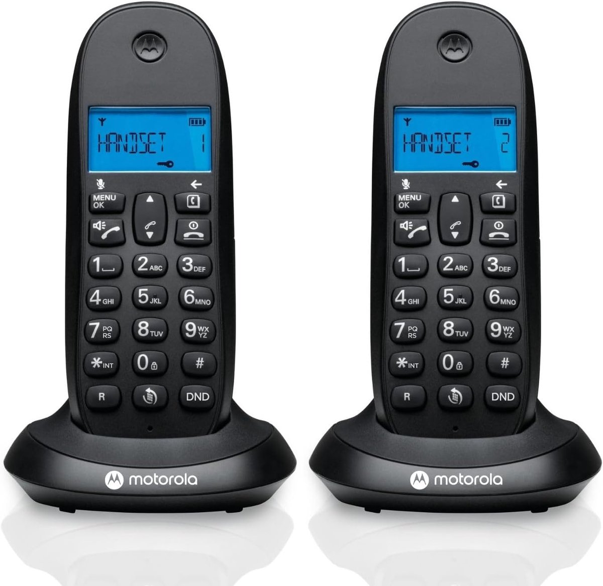 SnelShoppen - Set van 2 Draadloze DECT Telefoons met Belblokker, Handsfree, ID en 50 Nummer Telefoonboek - Zwart