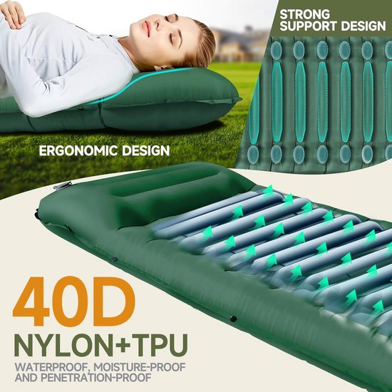 Zelfopblaasbare Campingmatras 14 cm Dik - Waterdicht en Duurzaam Luchtbed voor Buiten van Merkloos — afbeelding 5