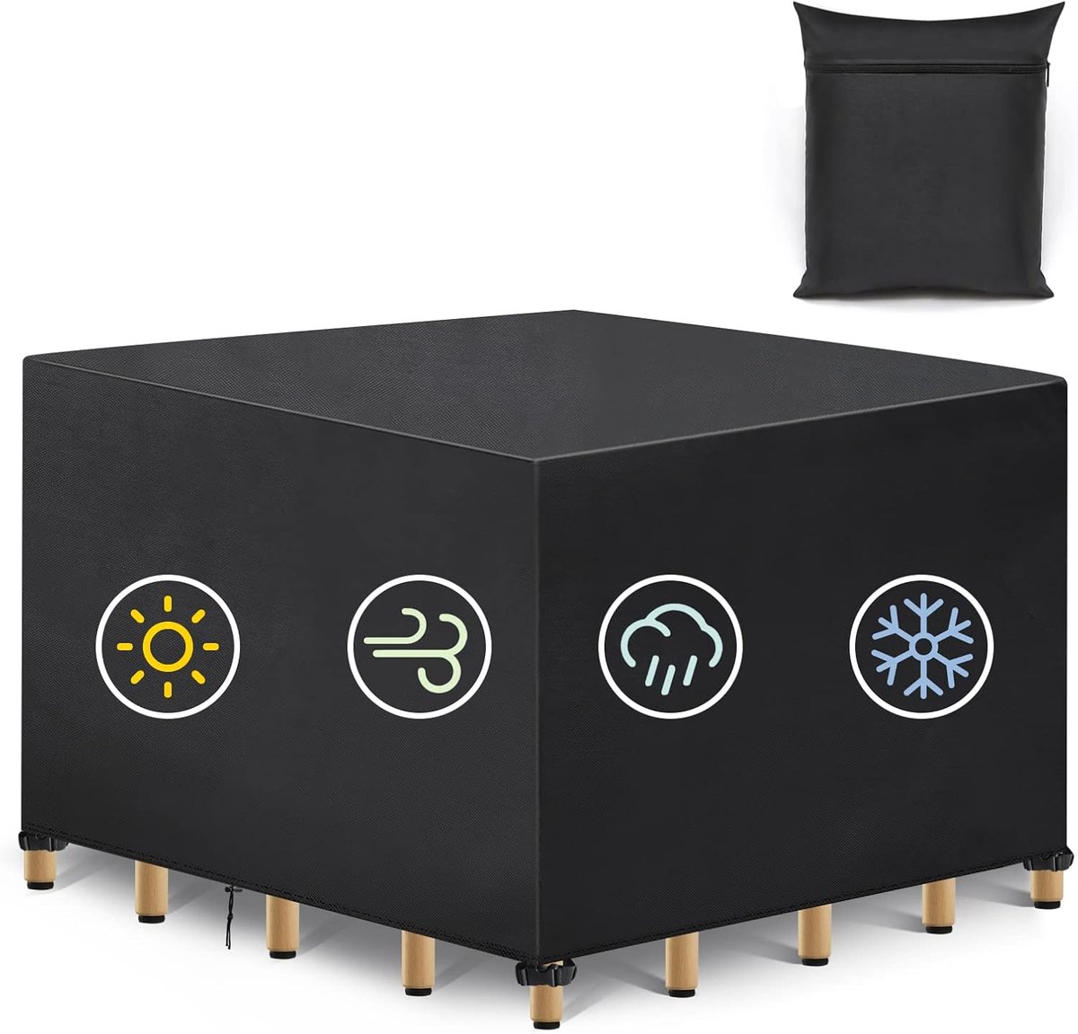 SnelShoppen - Tuinmeubelen Beschermhoes Waterdicht UV Bestendig 420D Oxford Stof - Winddichte Bescherming voor Tuinset, Tafel en Stoelen - Perfect voo