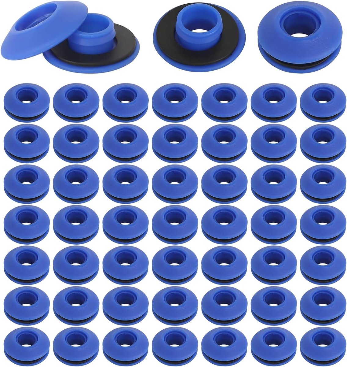 SnelShoppen - Set van 50 Blauwe Eyelets voor Zeilen, Universale Tarpaulin Eyelets, Plastic, Weerbestendig voor Camping, Tent, Zwembad, 27 x 27 x 10 mm