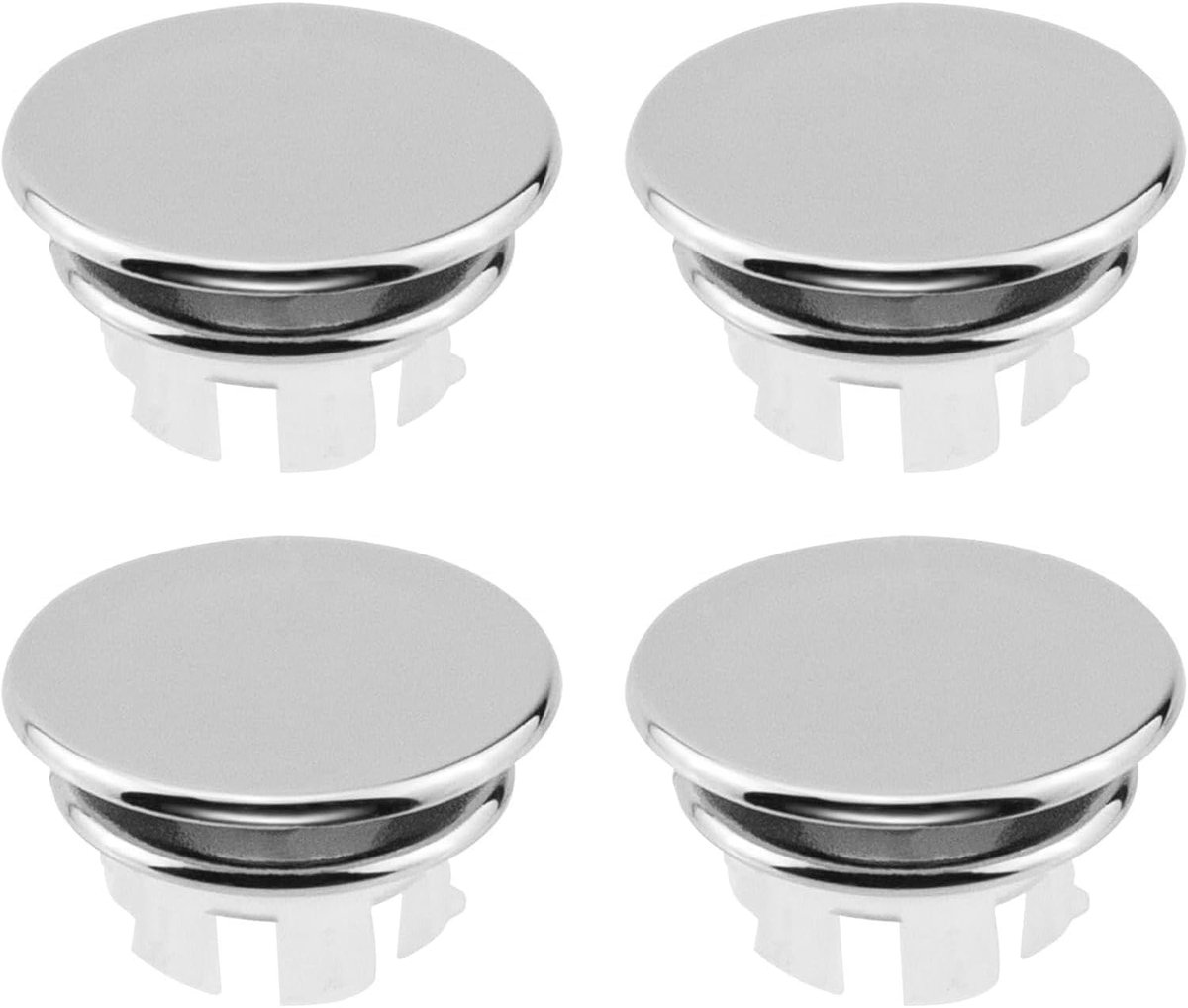 SnelShoppen - 4 Stuks Overloopdeksel voor Wasbak, Ronde Overloopring en Badkameraccessoires voor Wastafel (Zilver, ABS, Corrosiebestendig)