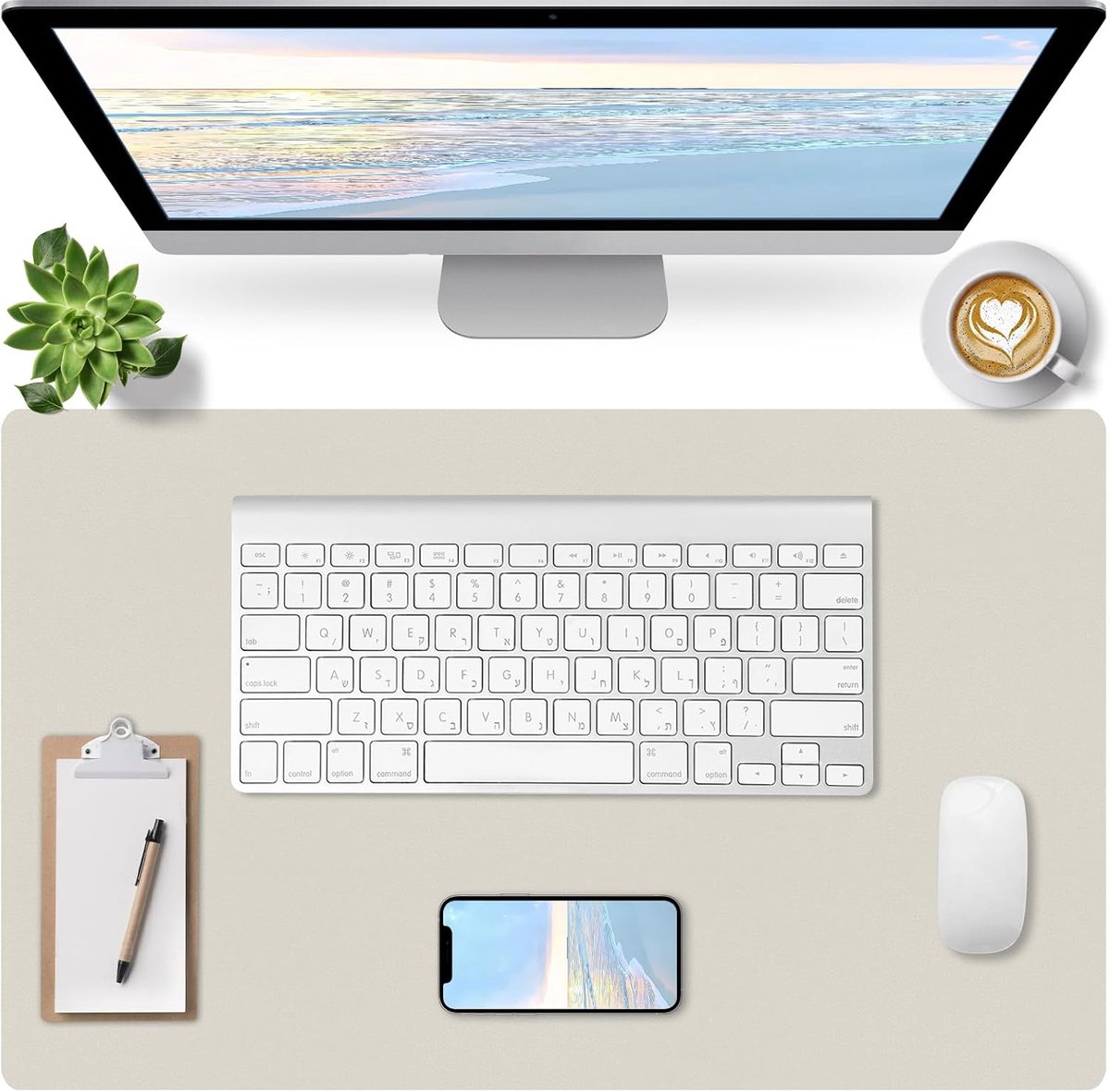 SnelShoppen - Desk Pad Ivory White 60x40 cm - Bureau Onderlegger, Hoge Kwaliteit, Stijlvol en Praktisch voor Thuiswerk, Kantoor en Studeren