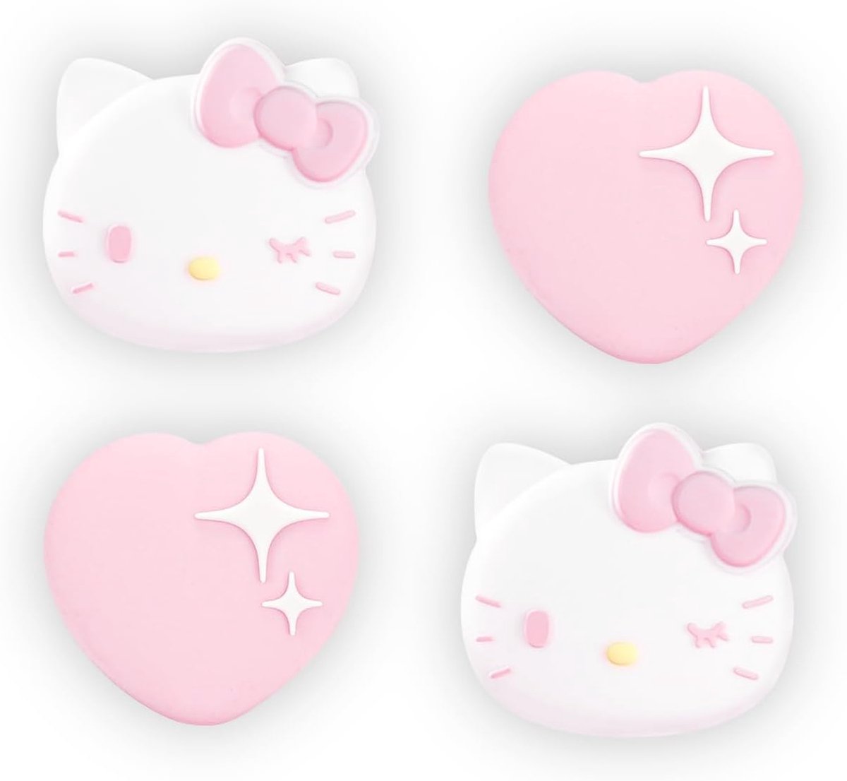 Thijox - Kuitmor Anti-Slip Siliconen Duimgreepdoppen voor Switch 2 - 4-Pack Schattige Cartoon Joystick Caps met Kat en Hart Ontwerp - Comfortabel en F