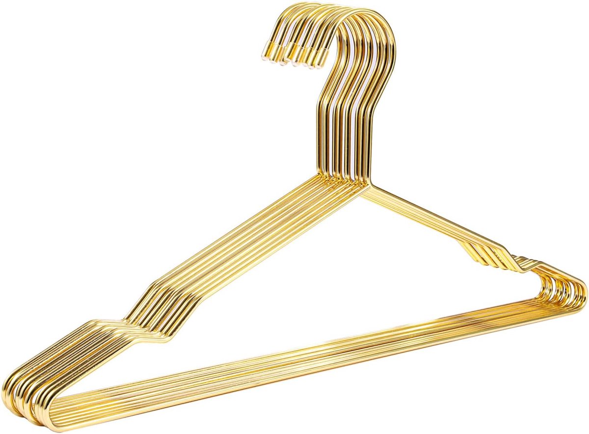 SnelShoppen - 10 Stuks Metalen Kledinghangers voor Volwassenen - 42cm Gouden Sterke Hangers voor Blouses, Jurken, Overhemden, Jassen en Broeken - Ruim