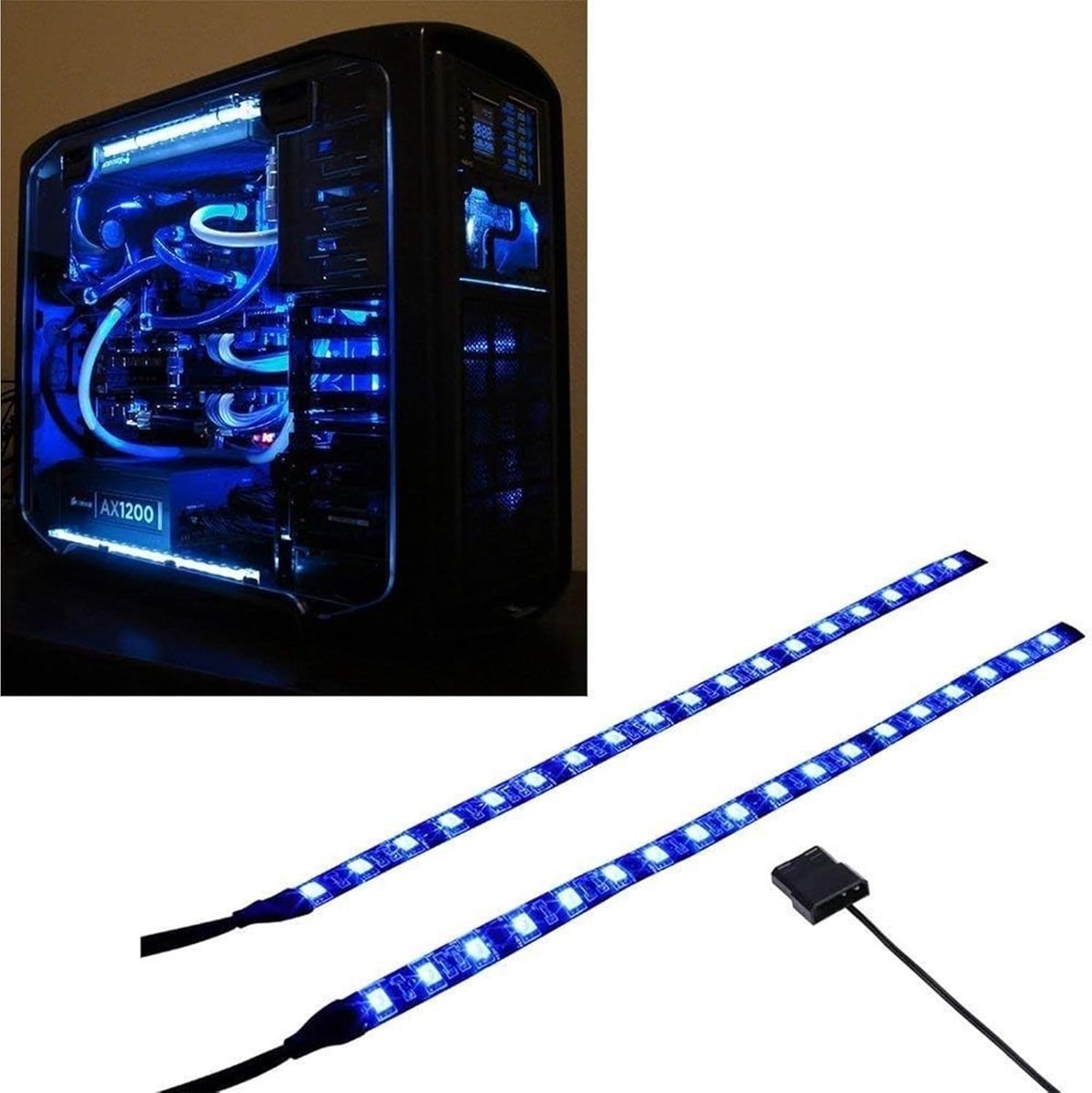SnelShoppen - LED Strip Computer Verlichting Set - Magnetische LED Strips voor PC Behuizing - 2 Stuks van 30 cm met Molex Aansluiting - Superhelder en