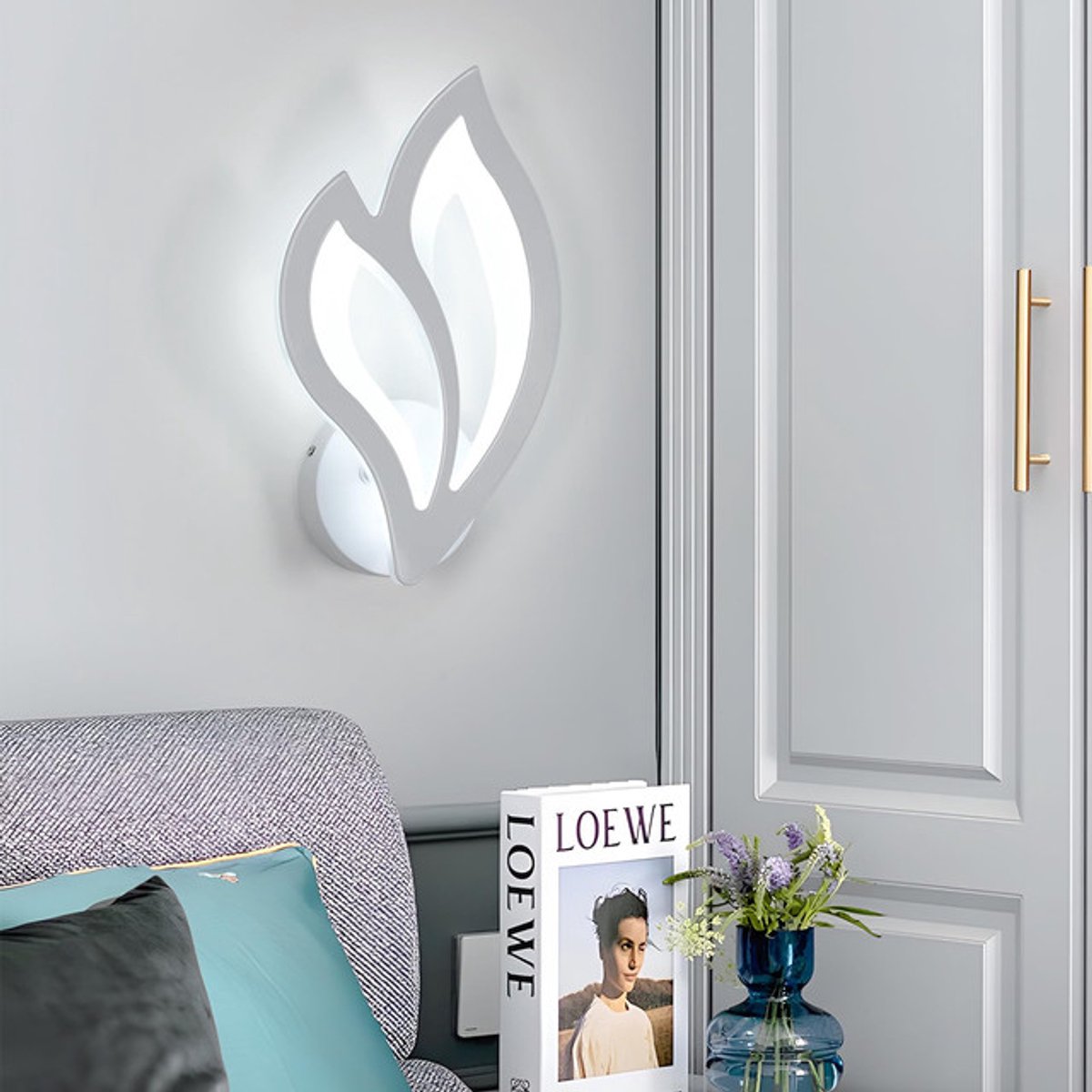 Riserva LED Wandlamp Magnolia - 13W - 1462 lm - 6500K Koud Wit - Witte Moderne Wandlamp - 28,5 × 16,5 cm - voor Woonkamer, Slaapkamer en Hal