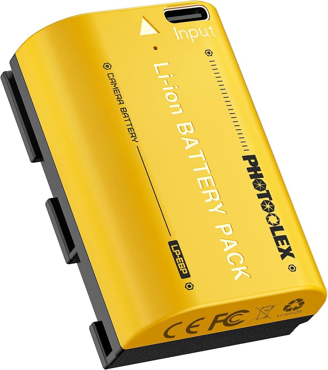 SnelShoppen - LP-E6P Camera Accu 2520 mAh Vervangende Batterij met USB-C Snelladen - Geschikt voor Canon EOS R6 R5 R7 5D III IV 6D 7D 80D