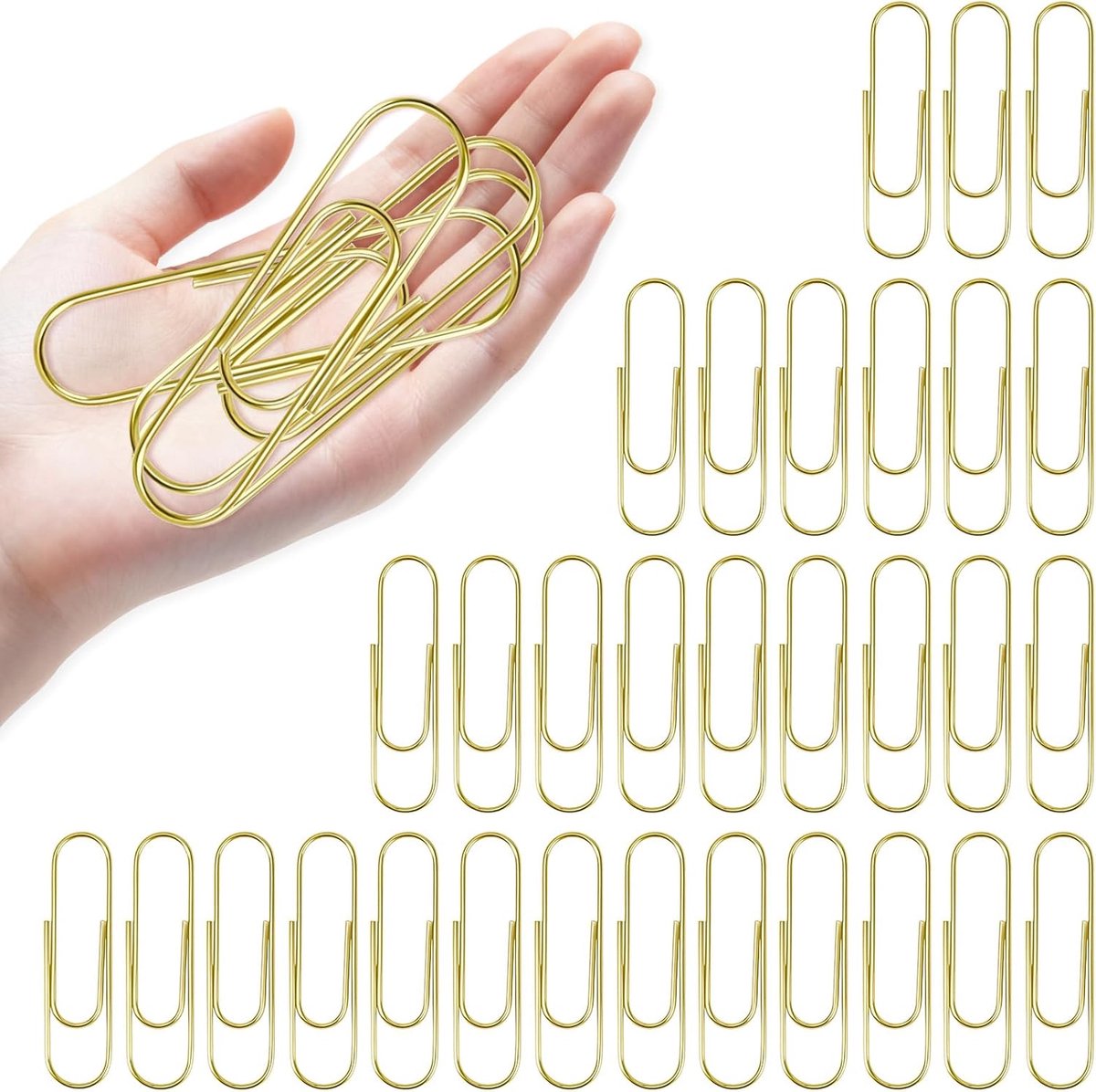 SnelShoppen - Gouden Grote Paper Clips - 35 Stuks - Metalen Paper Clips voor Documenten, Invoices, Labels, Enveloppen, Perfect voor Kantoor, School en