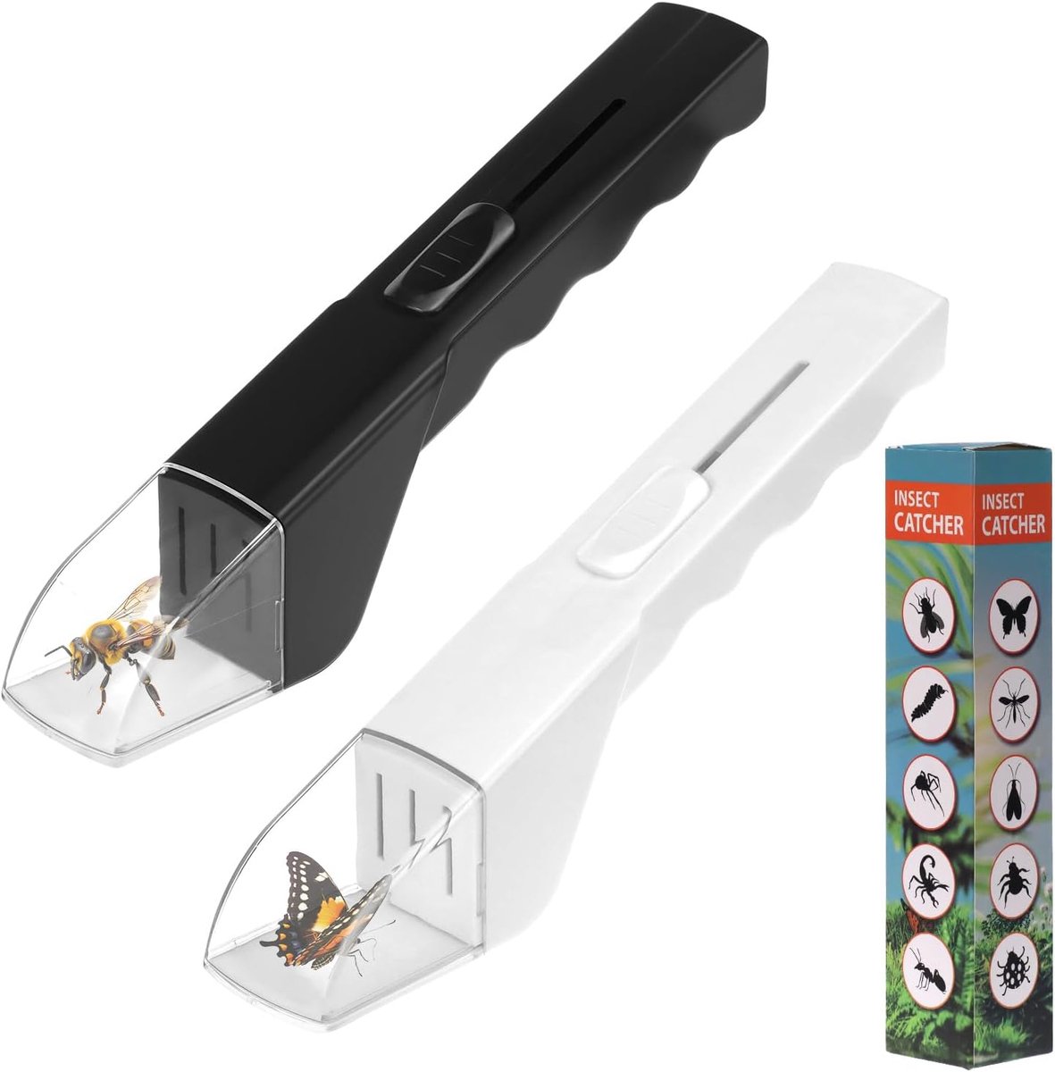 SnelShoppen - 2 Stuks Insectenvangers voor Spinnen, Vlinders, Kevers, Bijen en Kakerlakken - Ergonomisch Ontwerp - Duurzaam ABS en PVC - Ideaal voor B