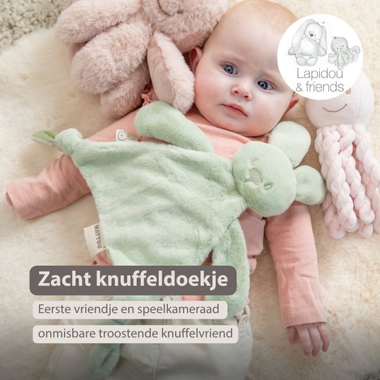 Nattou Lapidou Baby Knuffeldoekje - 37 x 35 cm - Doudou Konijn - Lindegroen van Nattou — afbeelding 3