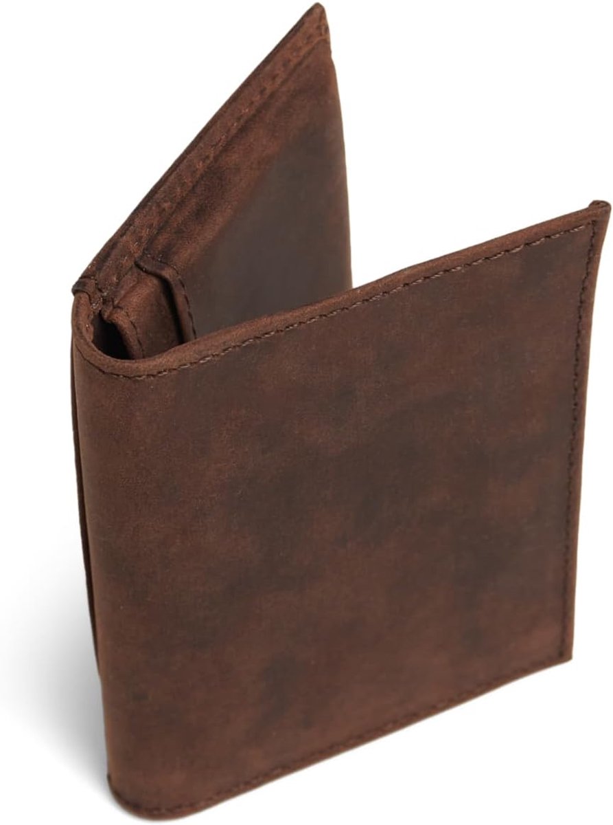 SnelShoppen - Theodore Leren Kaartenhouder - Vintage Bruin - Compact en Dubbel - RFID Bescherming - Tot 15 Kaarten - Bi-fold Design