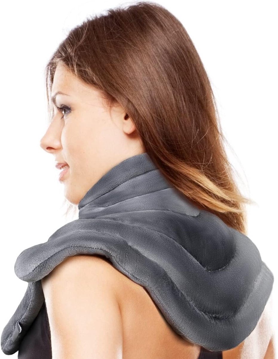 Thijox - ICEHOF Warmtekussen Nek Schouder (XL) met Lavendel - Ergonomische Nekwarmer met Natuurlijke Kleikralen voor Magnetron - Knuffelzacht en Duurz