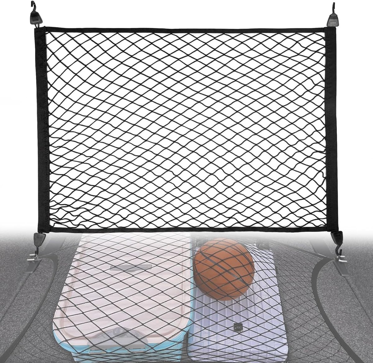 SnelShoppen - Car Cargo Net - Verstelbare Organiser Opslag Net - 60 x 40cm Elastisch Nylon Mesh Bagage Organiser - Geschikt voor Auto, Koffer, Bagager