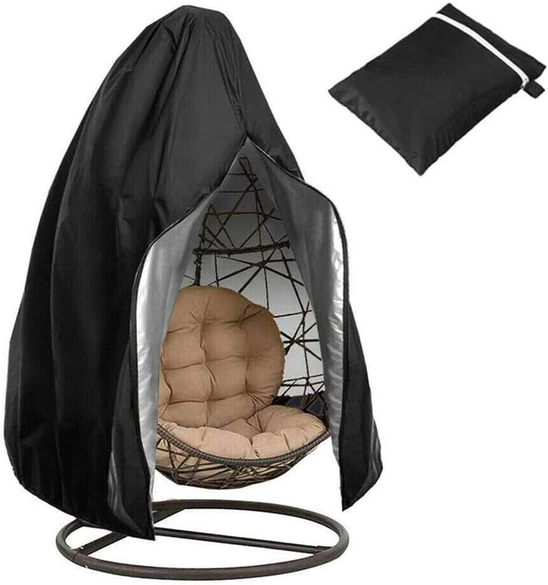 SnelShoppen - Beschermhoes voor Schommel Rattan Tuin, Waterdicht, Stofdicht, 190 x 115 cm (Zwart)